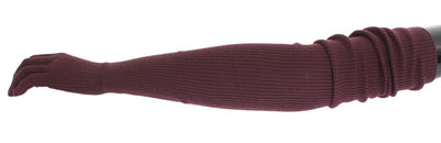 Bordeaux Ribbed Cashmere Elbow Gloves