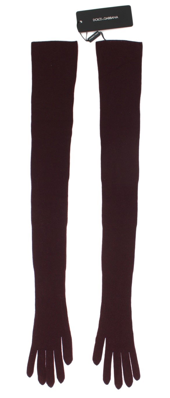 Bordeaux Ribbed Cashmere Elbow Gloves