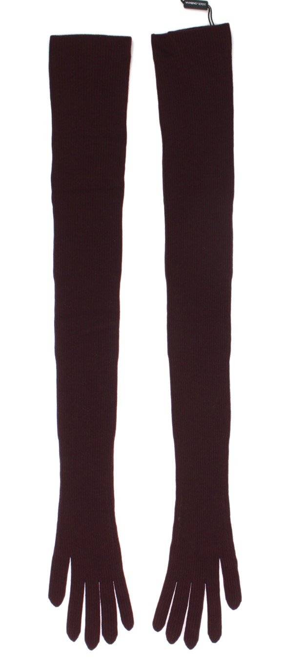 Bordeaux Ribbed Cashmere Elbow Gloves