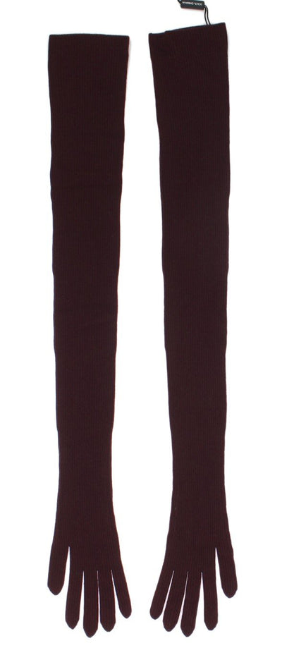 Bordeaux Ribbed Cashmere Elbow Gloves