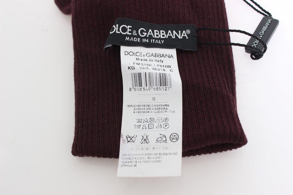 Bordeaux Ribbed Cashmere Elbow Gloves