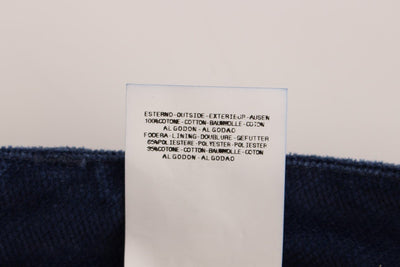 Blue Cotton Straight Fit Casual Pants
