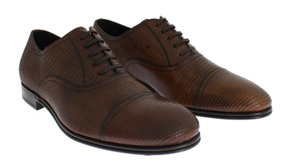 Brown Lizard Skin Laceups Dress Shoes