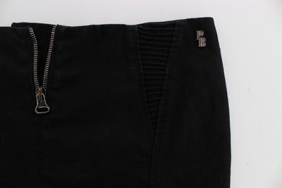 Black Cotton Stretch Mini Skirt