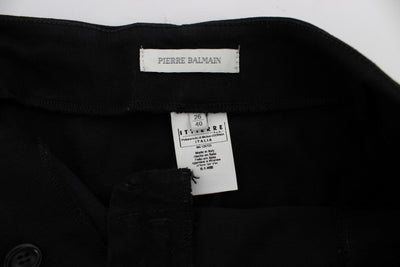 Black Cotton Stretch Mini Skirt