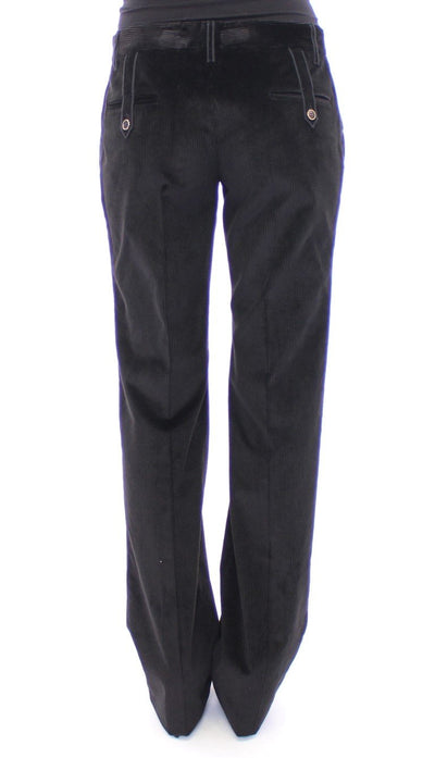 Black Corduroys Straight Logo Casual Pants