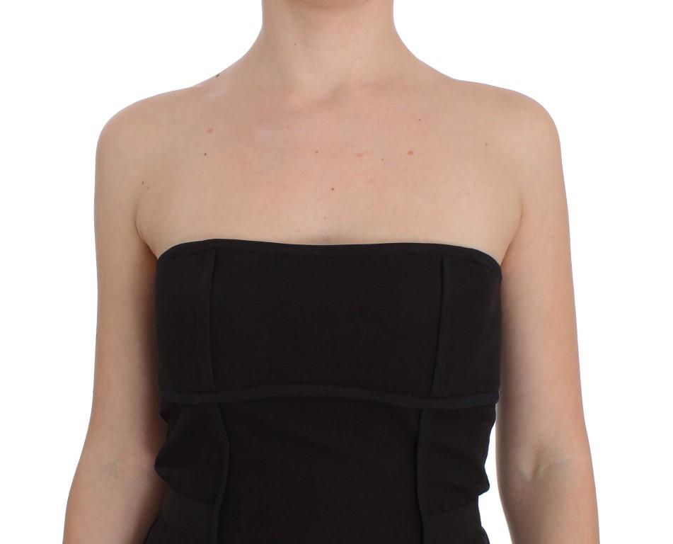 Black Cotton Stretch Mini A-Line Dress