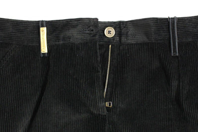 Black Corduroys Straight Logo Casual Pants
