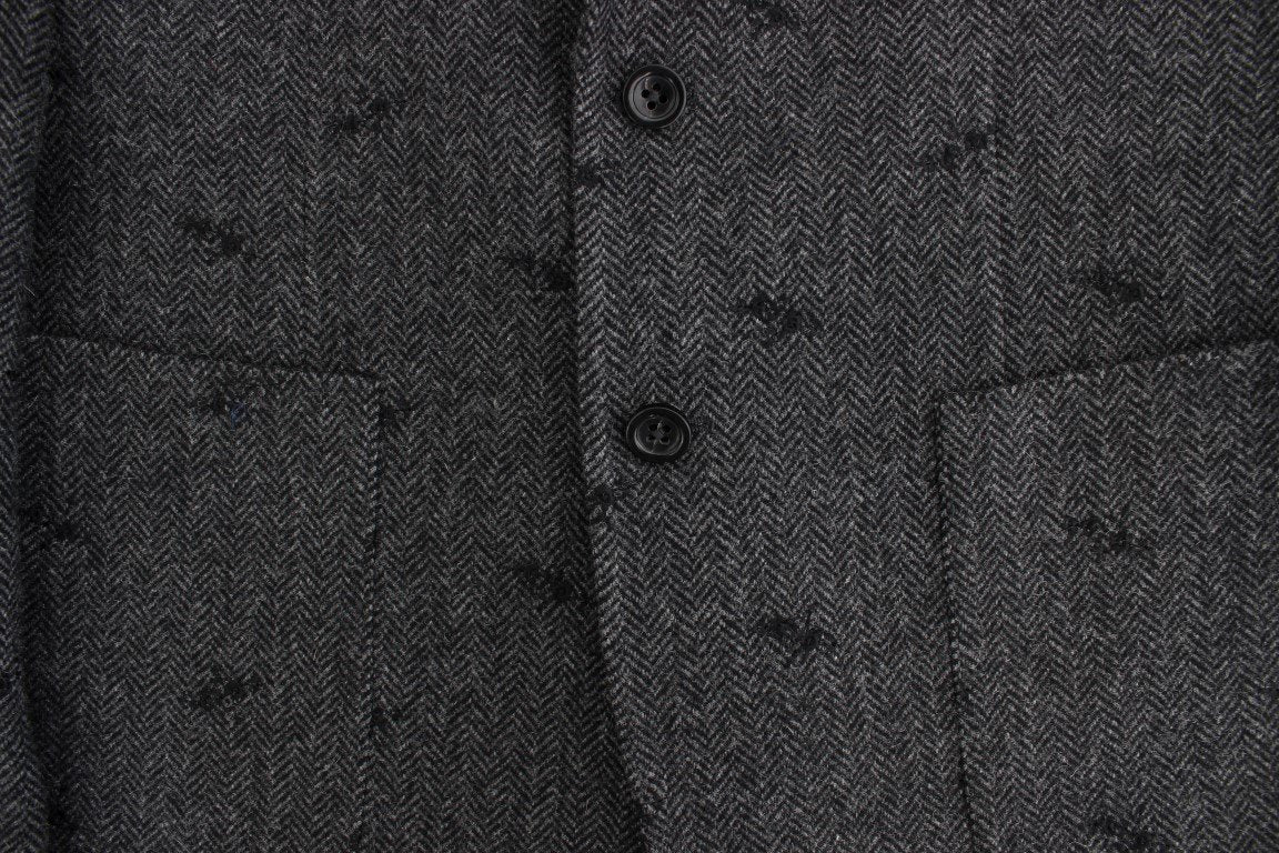 Gray wool two button blazer