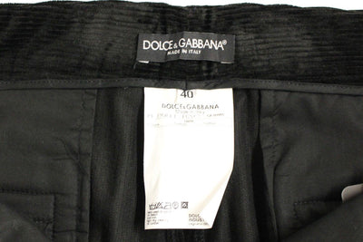 Black Corduroys Straight Logo Casual Pants