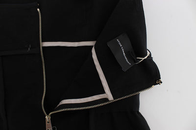 Black Cotton Stretch Mini A-Line Dress