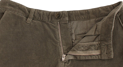Green Stretch Straight Fit Corduroy Pants