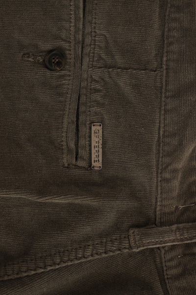 Green Stretch Straight Fit Corduroy Pants