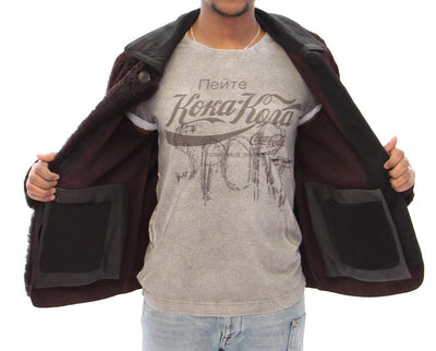 Runway Brown Shearling Leather Jacket Coat