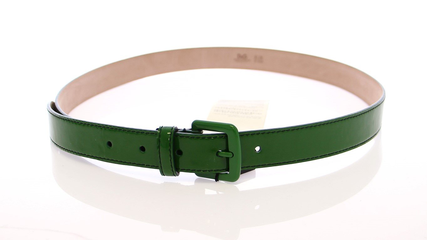 Green Leather Logo Belt