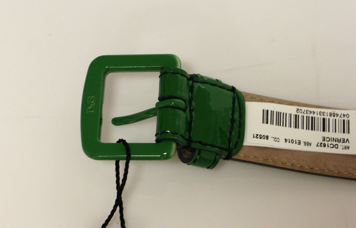 Green Leather Logo Belt