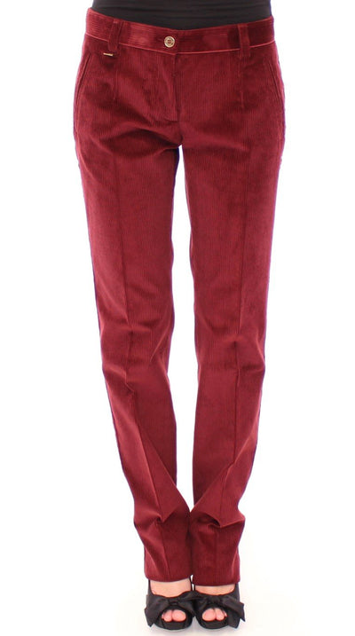 Red Bordeaux Corduroys Straight Casual Pants