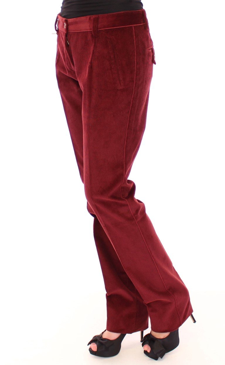 Red Bordeaux Corduroys Straight Casual Pants