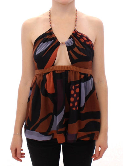 Multicolor printed silk top