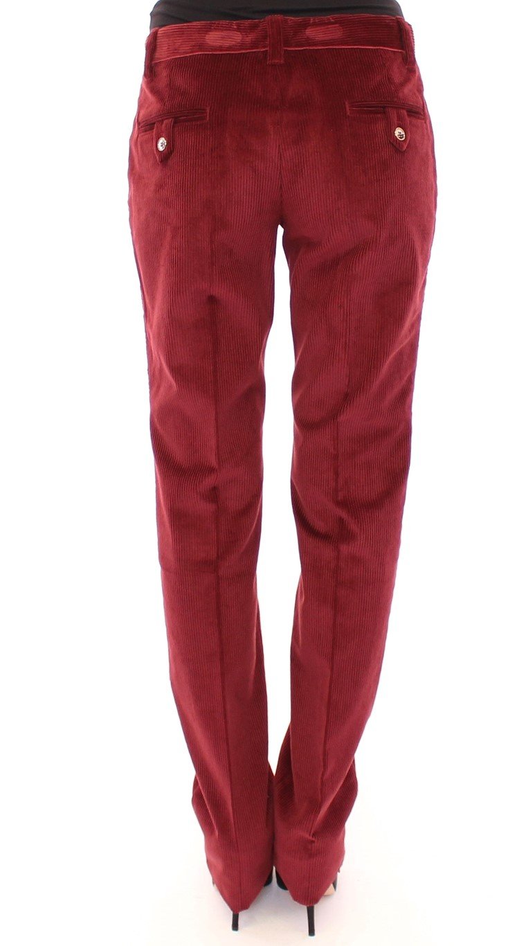 Red Bordeaux Corduroys Straight Casual Pants