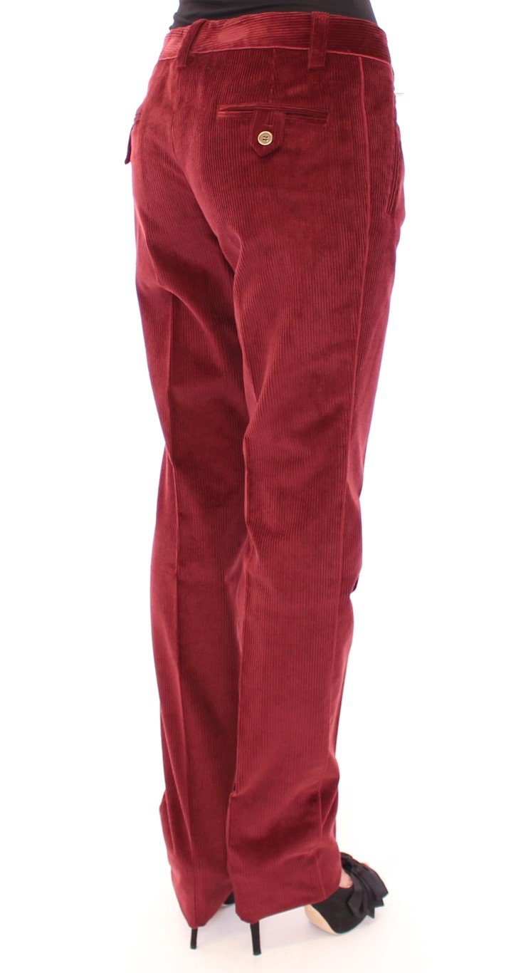 Red Bordeaux Corduroys Straight Casual Pants