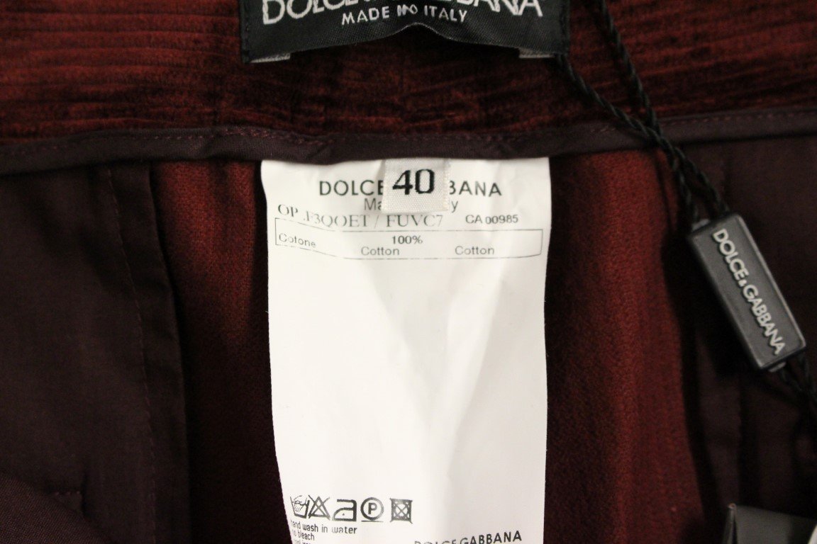 Red Bordeaux Corduroys Straight Casual Pants