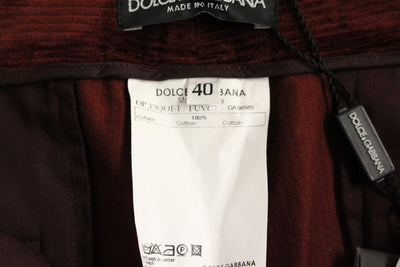 Red Bordeaux Corduroys Straight Casual Pants