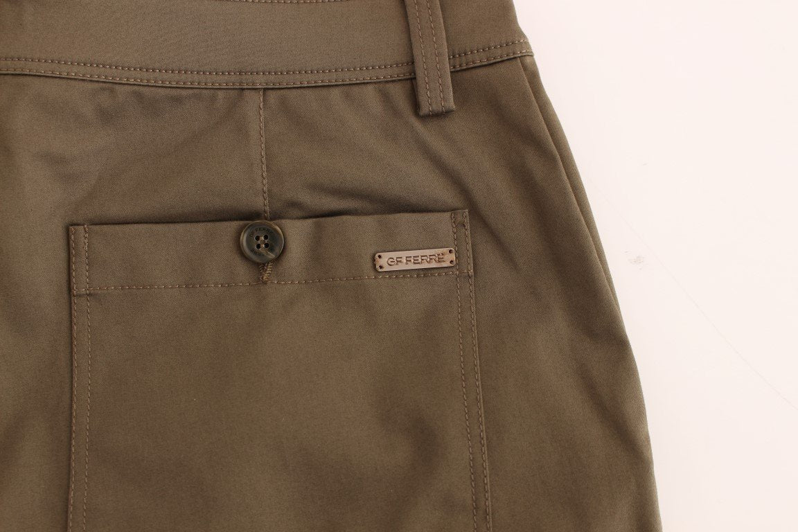 Green Cotton Stretch Comfort Fit Pants