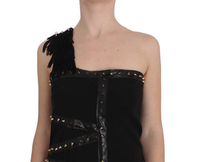 Black Wool Studded Mini Dress