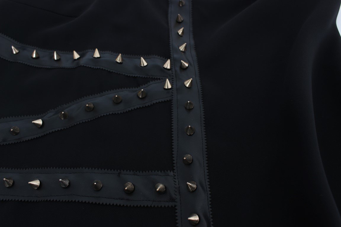 Black Wool Studded Mini Dress