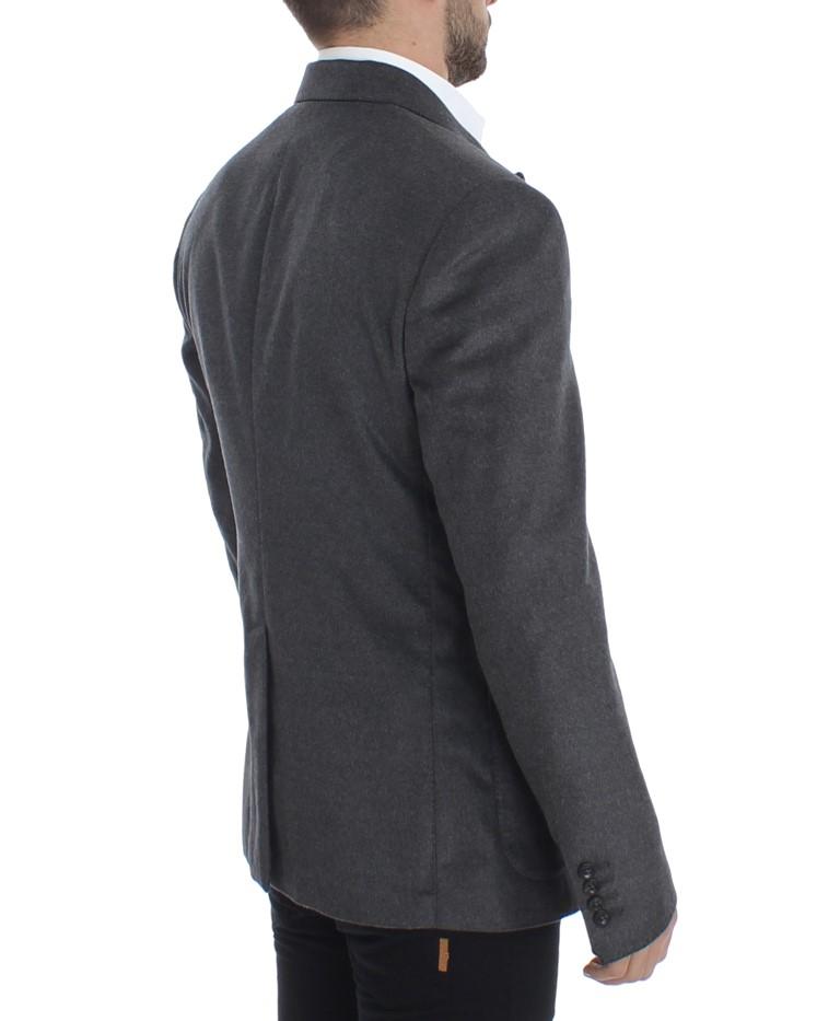 Gray silk two button blazer