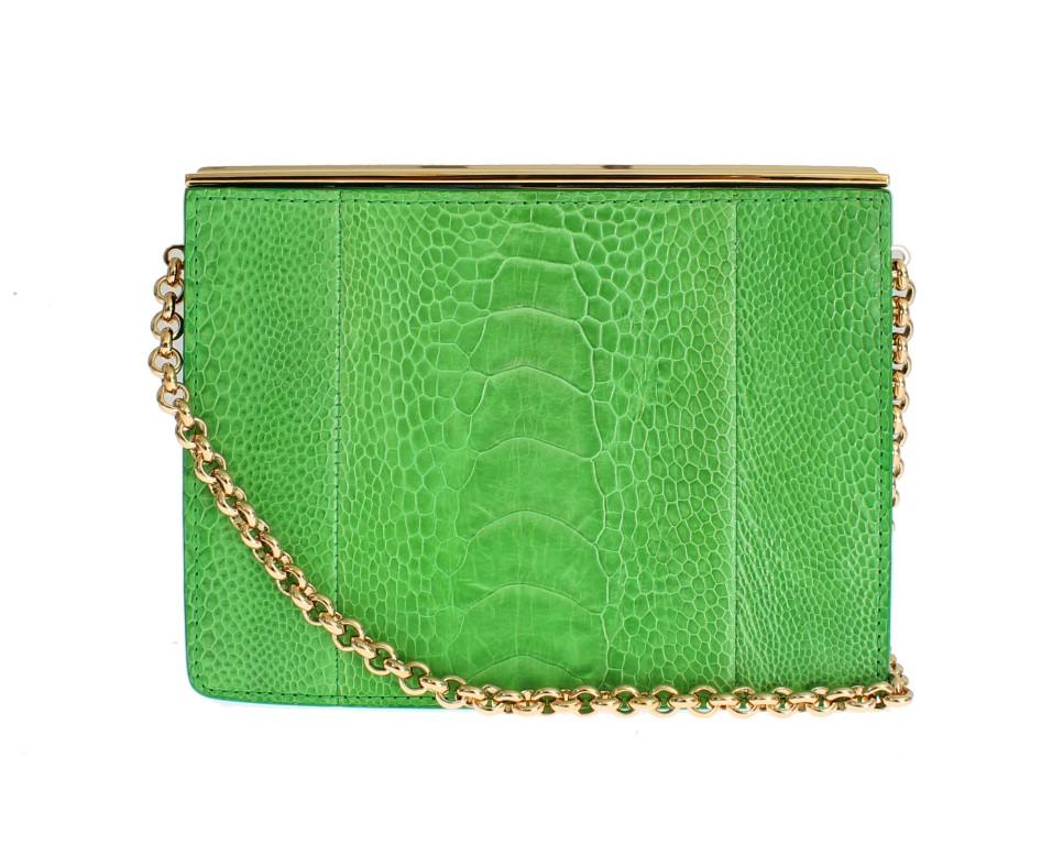Green leather evening bag