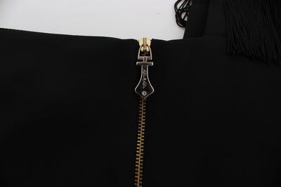 Black Wool Studded Mini Dress