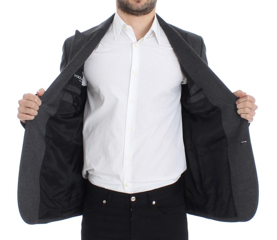 Gray silk two button blazer