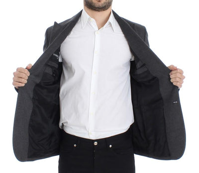 Gray silk two button blazer