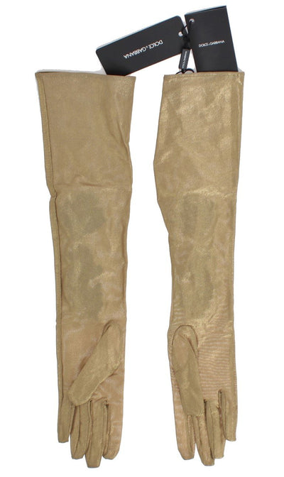 Gold Floral Crystal Elbow Long Gloves