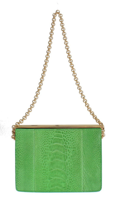 Green leather evening bag