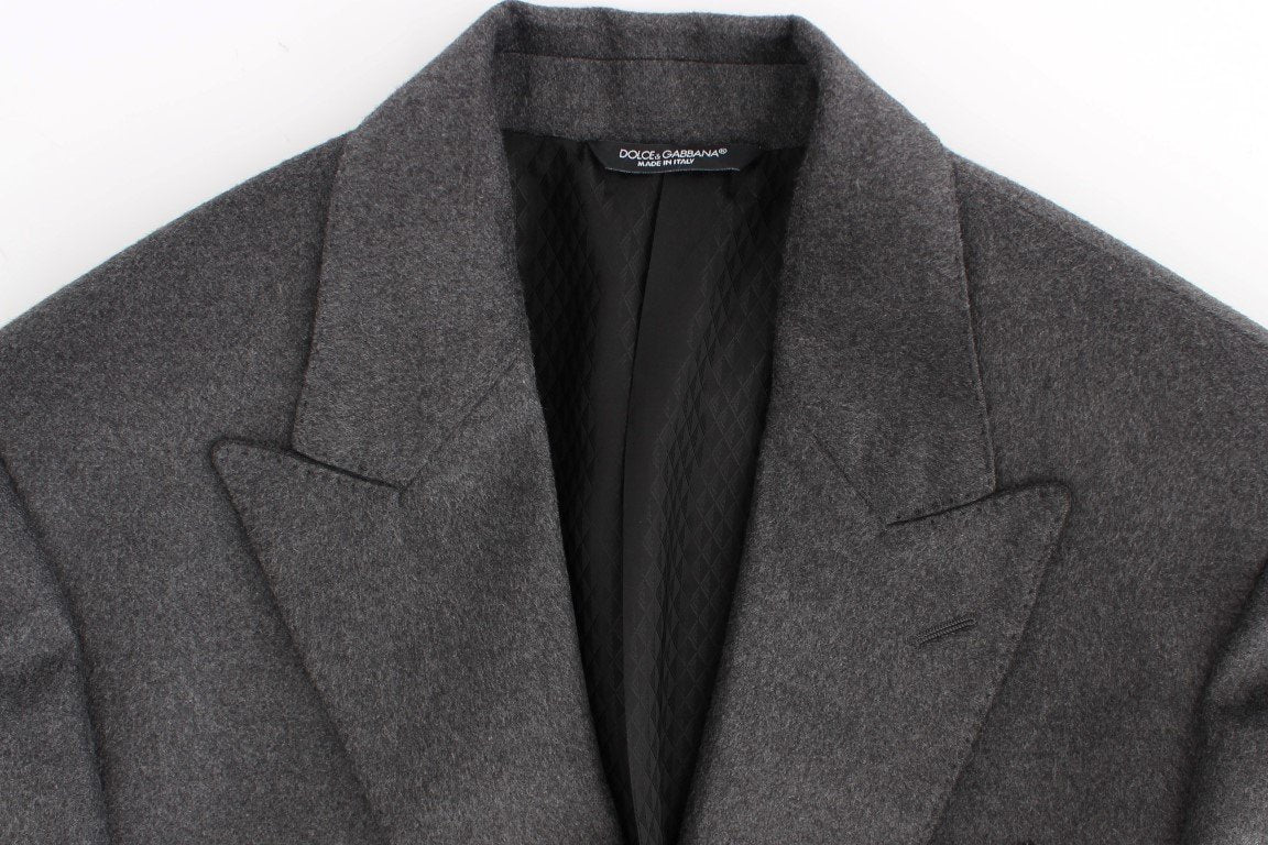 Gray silk two button blazer
