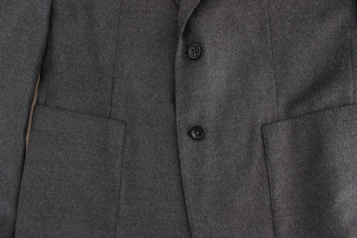 Gray silk two button blazer