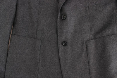 Gray silk two button blazer