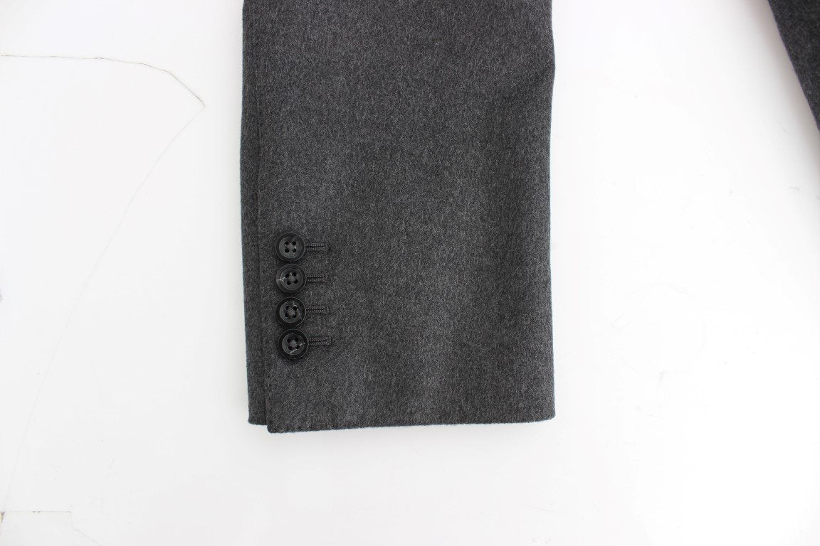 Gray silk two button blazer