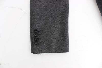 Gray silk two button blazer