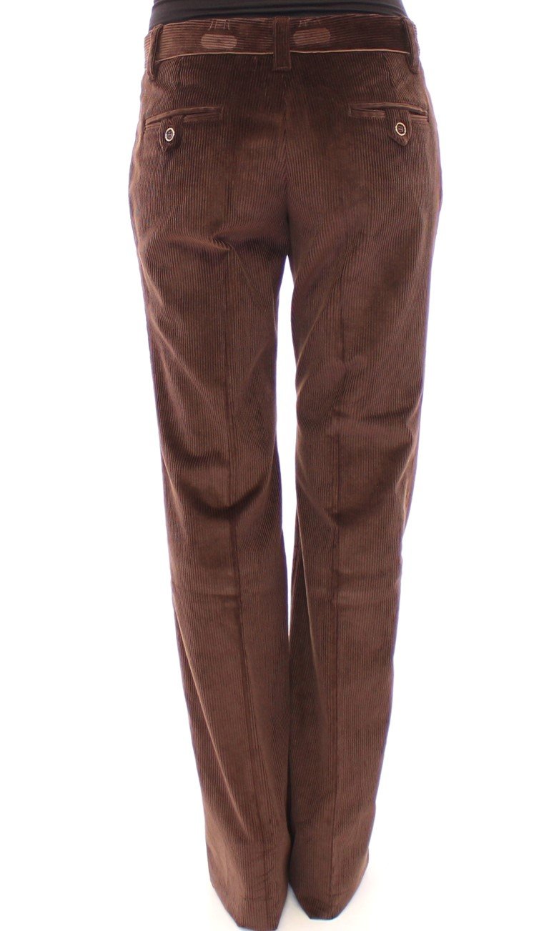 Brown Corduroys Boot Cut Logo Casual Pants