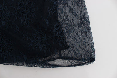Blue Floral Lace Sleeveless Dress