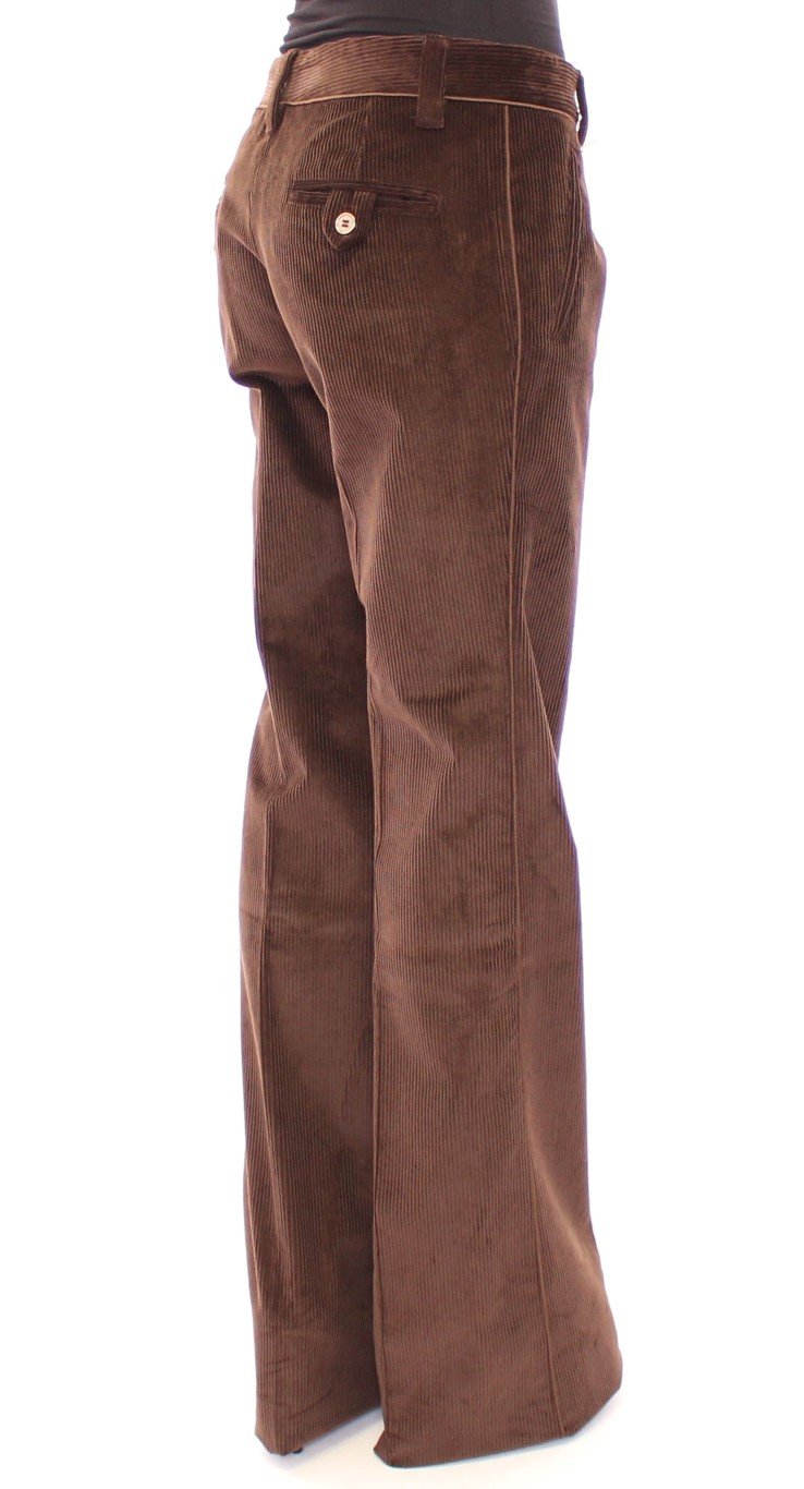 Brown Corduroys Boot Cut Logo Casual Pants