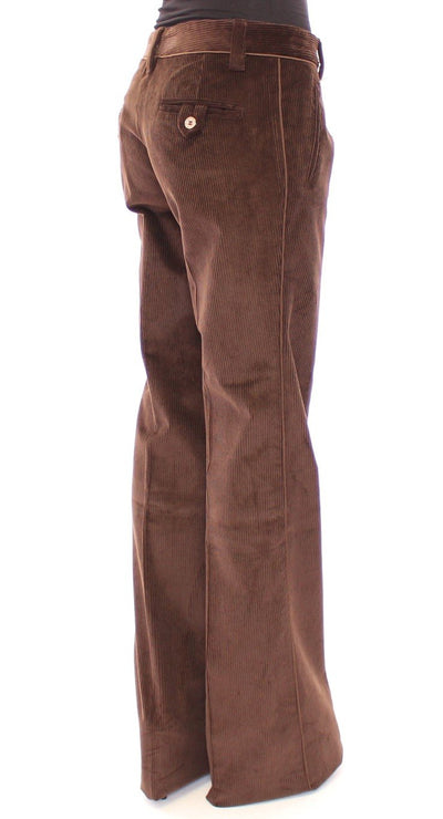 Brown Corduroys Boot Cut Logo Casual Pants