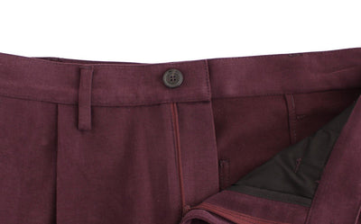 Purple Cotton Straight Fit Casual Pants