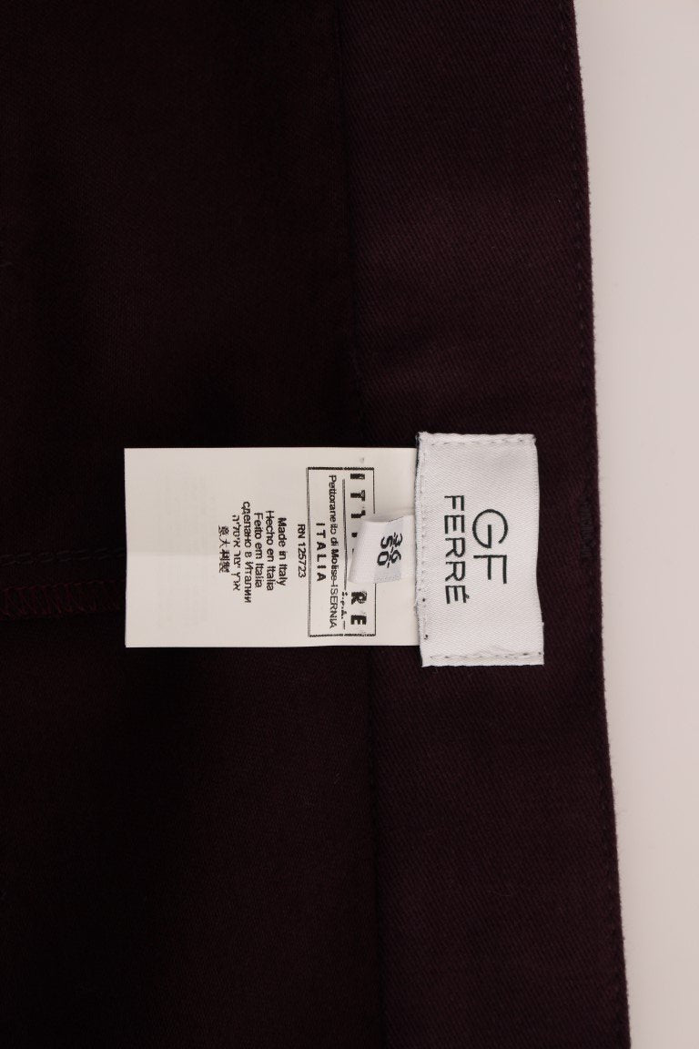 Purple Cotton Straight Fit Casual Pants
