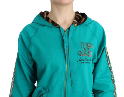 Green zipup cotton sweater