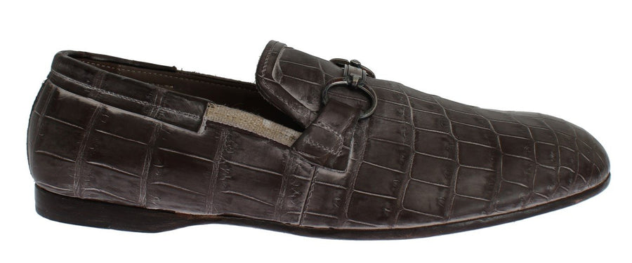 Brown Crocodile Loafers Dress Formal Shoes